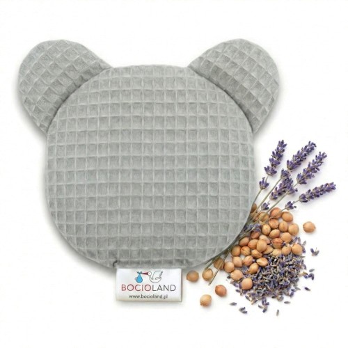 Termofor z pestek wiśnie Miś wafel z  lawendą szary