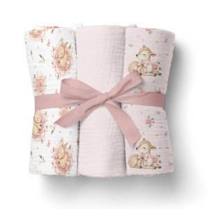 PIELUSZKI MUŚLINOWE 70x70cm 3pack. RÓŻ