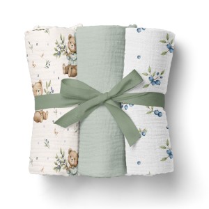 PIELUSZKI MUŚLINOWE 70x70cm 3pack. ZIELONY